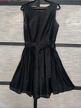 Tommy Hilfiger Black Textured Fit-and-Flare Dress